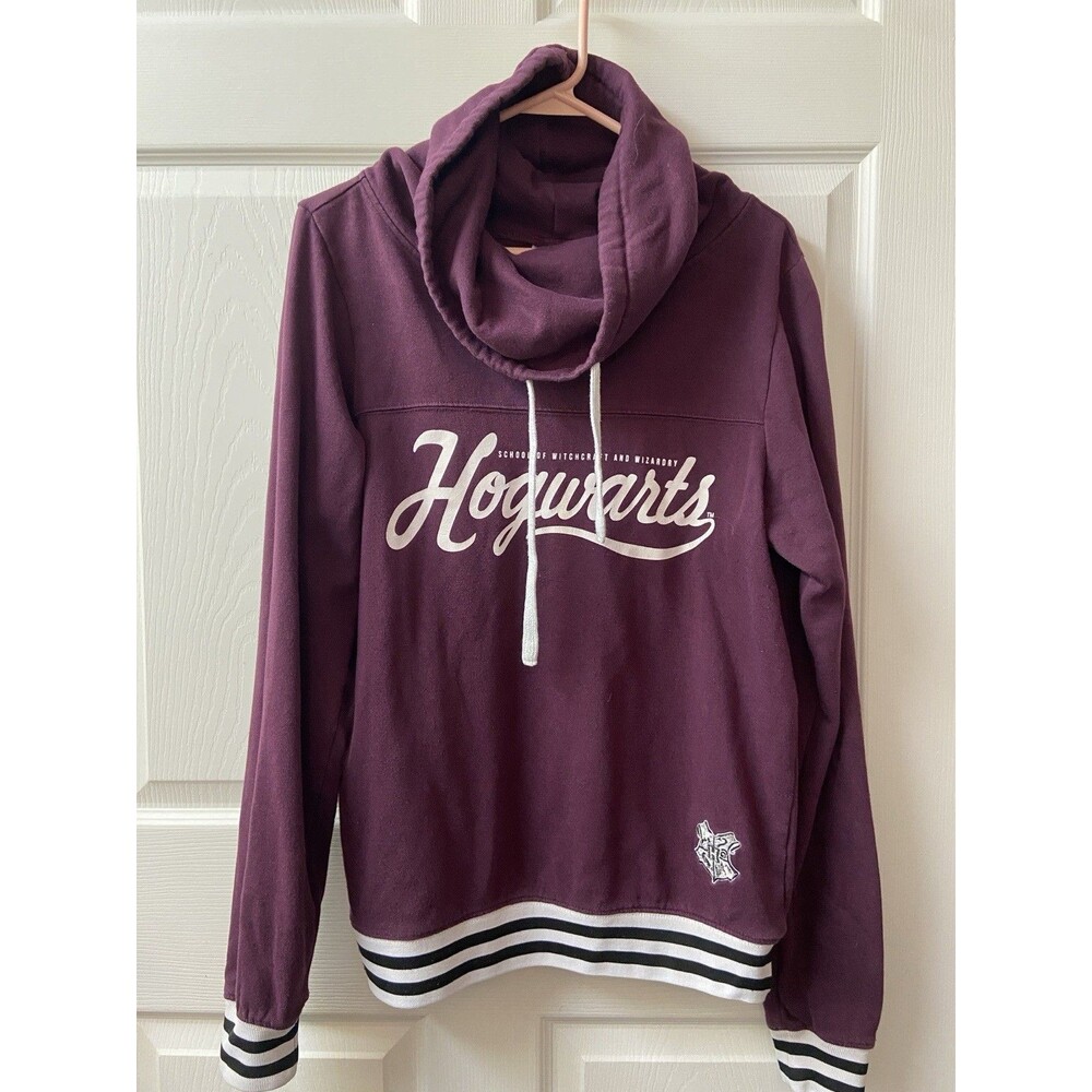 Hogwarts Sweatshirt School of Witchcraft and Wizardry L  Cowl Neck Burgundy